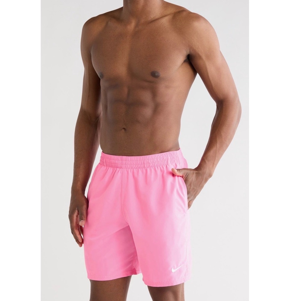 Nike Mens Pink Glow Swim Trunks L Volley Shorts NEW
